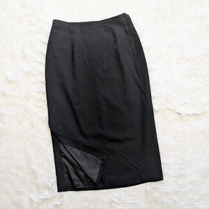 Vintage Talbots 100% Wool Black Side Slit Midi Skirt Size 12 Petite